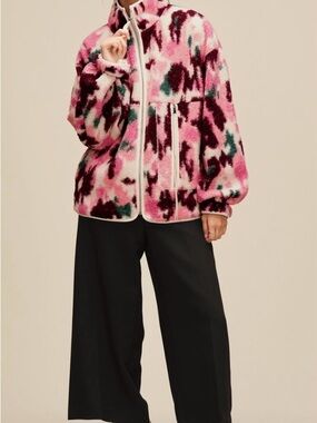 UGG Pink Multi-Pattern Teddy Zip Jacket